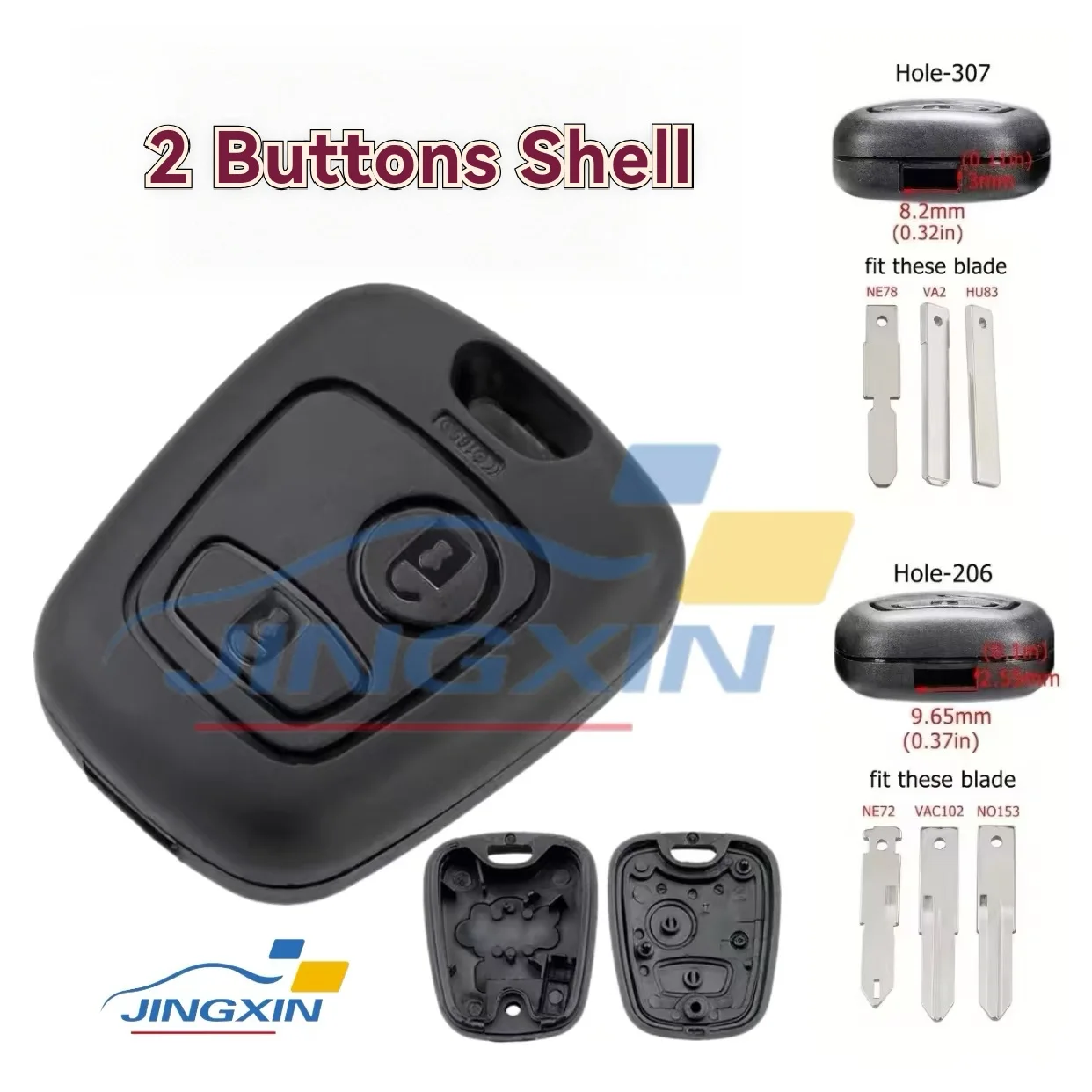 2-Tasten NE72/HU83/VA2 Klinge Fernbedienung Autoschlüssel Gehäuse Ersatz für Peugeot 206 207 307 408 607 für Citroen C1 C2 C3 C4 – Detail 1