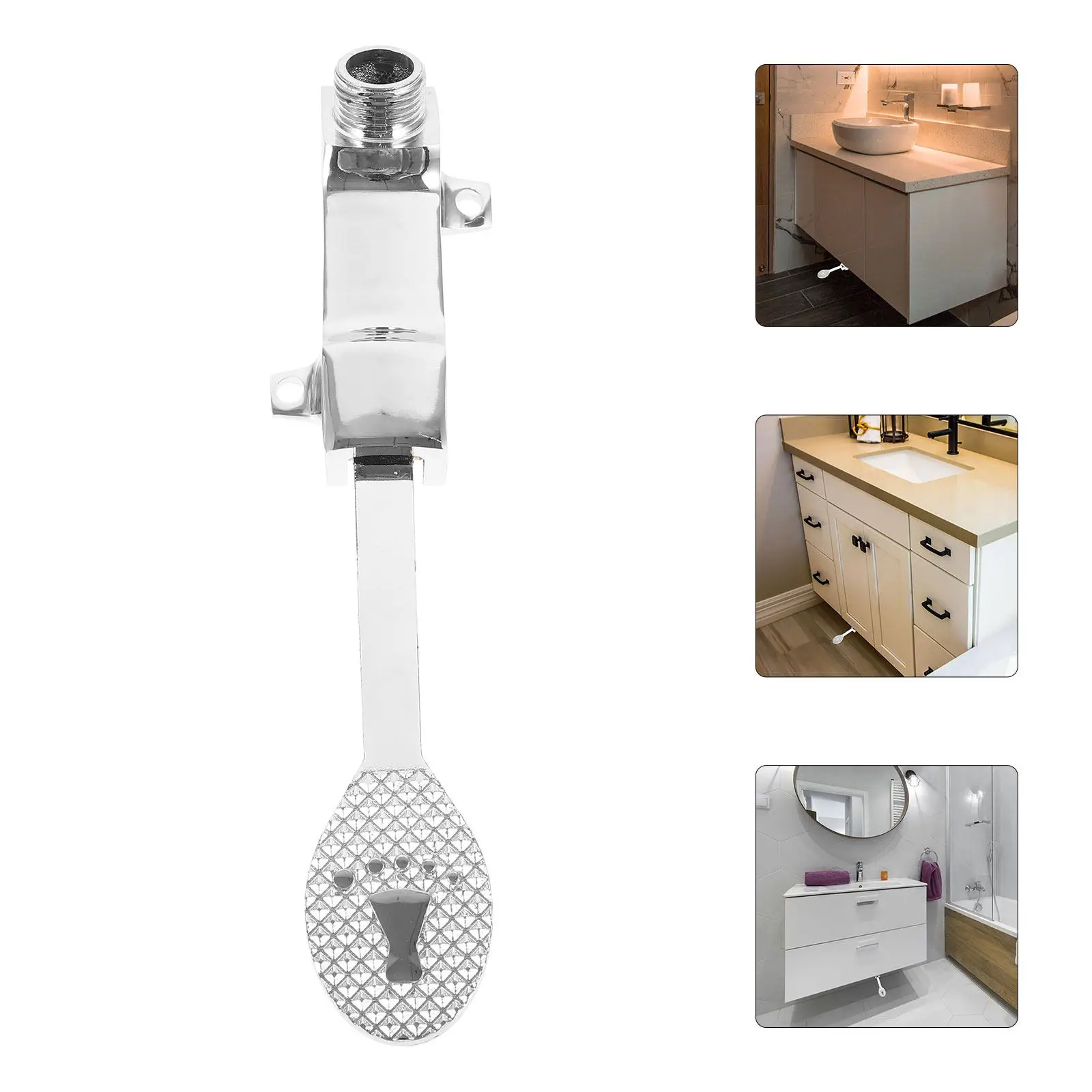 

Foot Pedal Faucet Copper Tap Water Valve Floor Mount Wash Basin Bathroom Durable Construction Water Conservation Efficient
