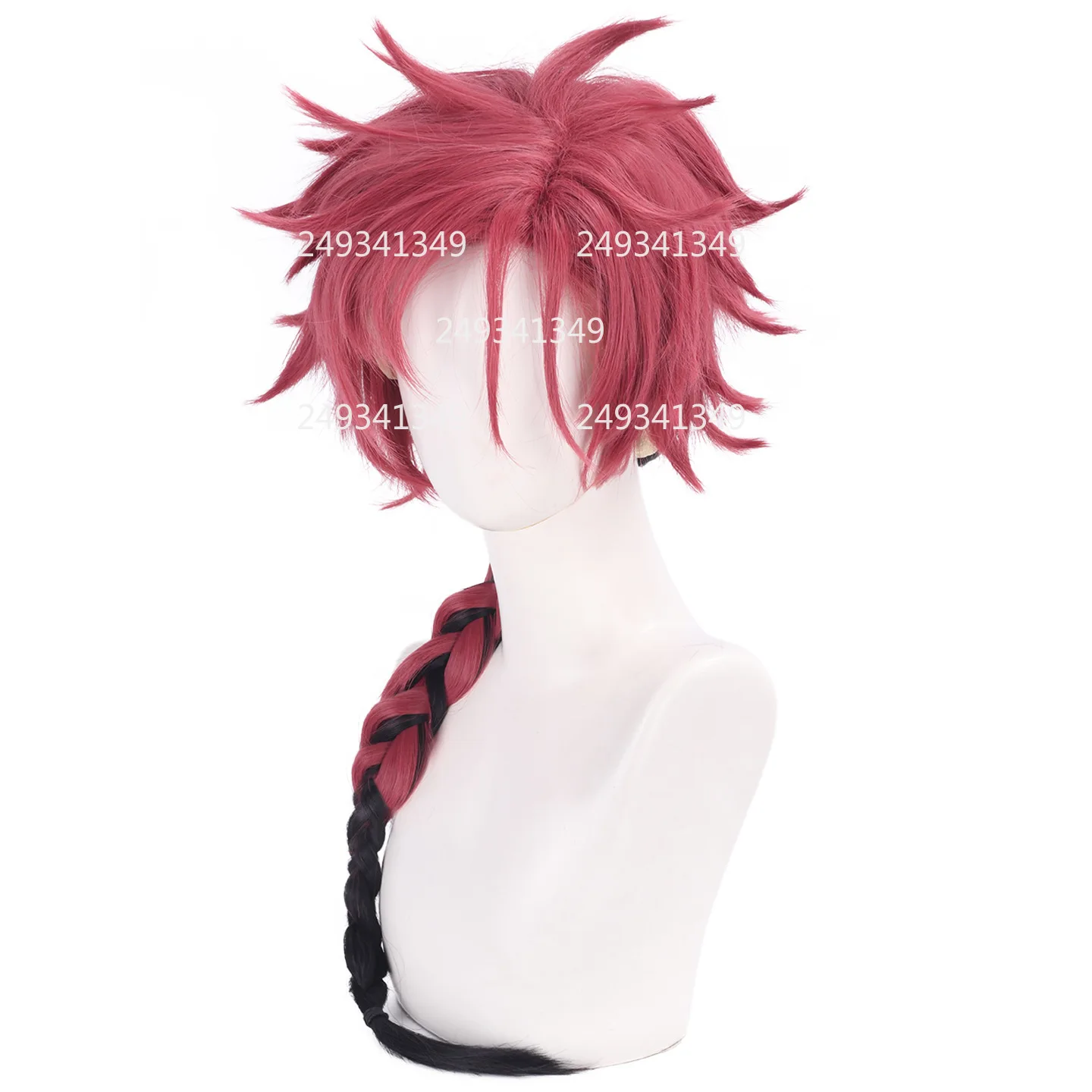 Vein Link Click コスプレウィッグ男性赤黒三つ編み人工毛アニメキャラクタードレスアップウィッグハロウィンパーティーコスチュームアクセサリー