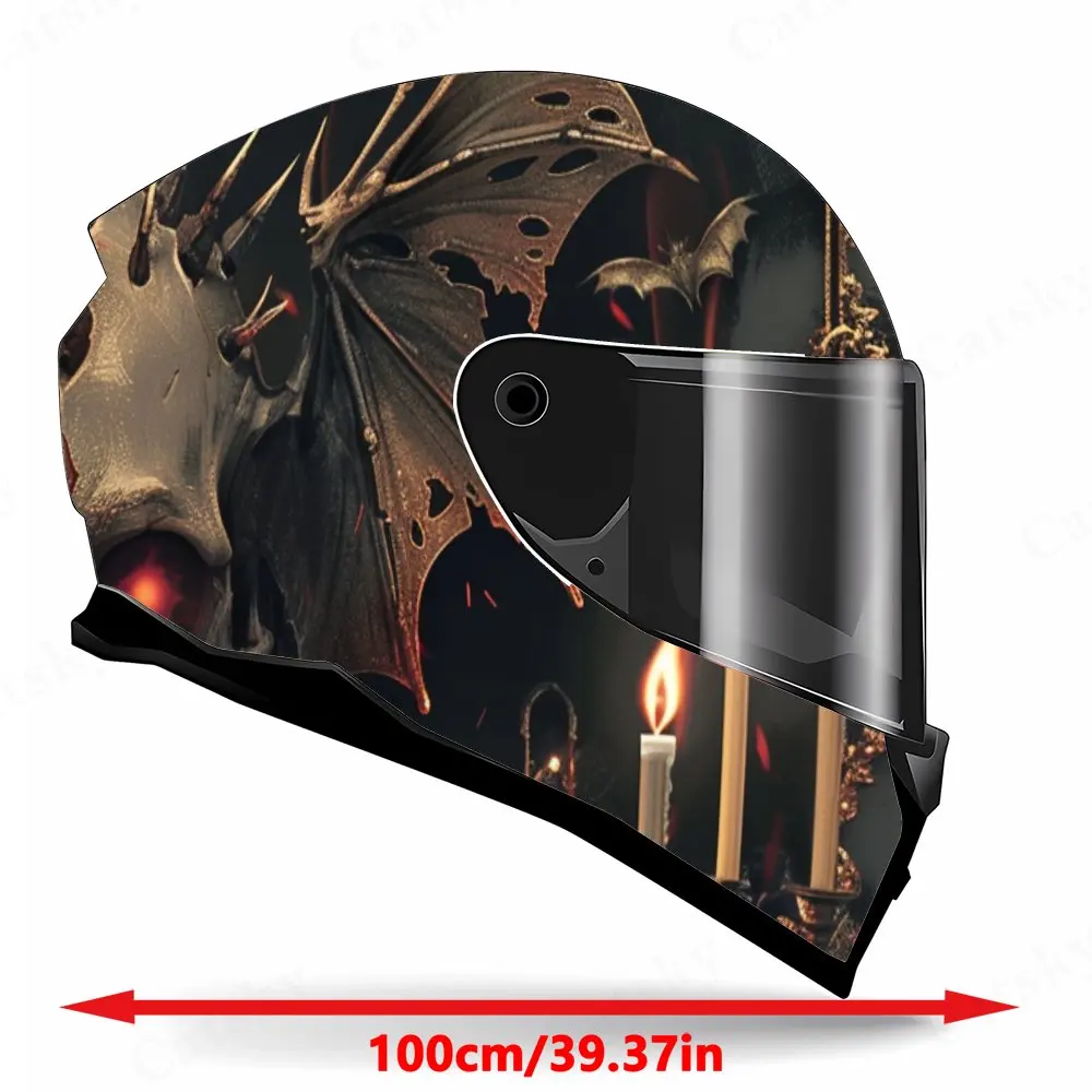 Nether Candle Demon Skull Helmet Vinyl Wraps، شارات خوذة لكامل الوجه مقاومة للماء والخدش، تصميم فني متين من مادة PVC،