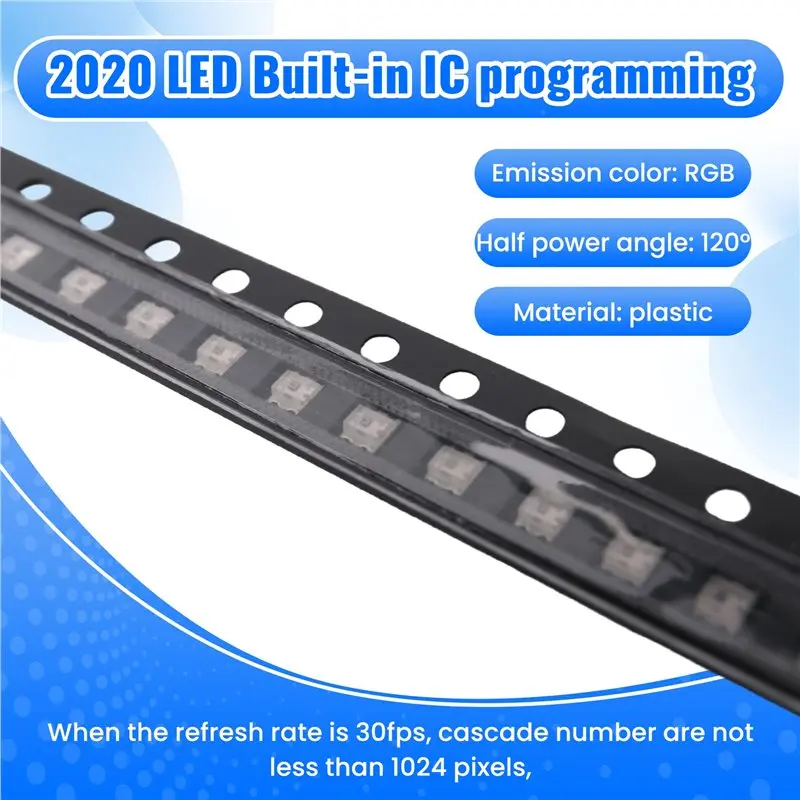 BMBY-200Pcs WS2812 2020 LED Chip 4Pins Mini White PCB Addressable Digital RGB Full Color LED Chip DC5V For LED Strip Screen