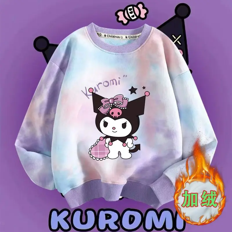 Kawaii Kuromi Sanrio الطلاب لطيف الكرتون ملابس رياضية مريحة الأطفال الدافئة هوديي بلوزة الأساس قميص هدية للأطفال