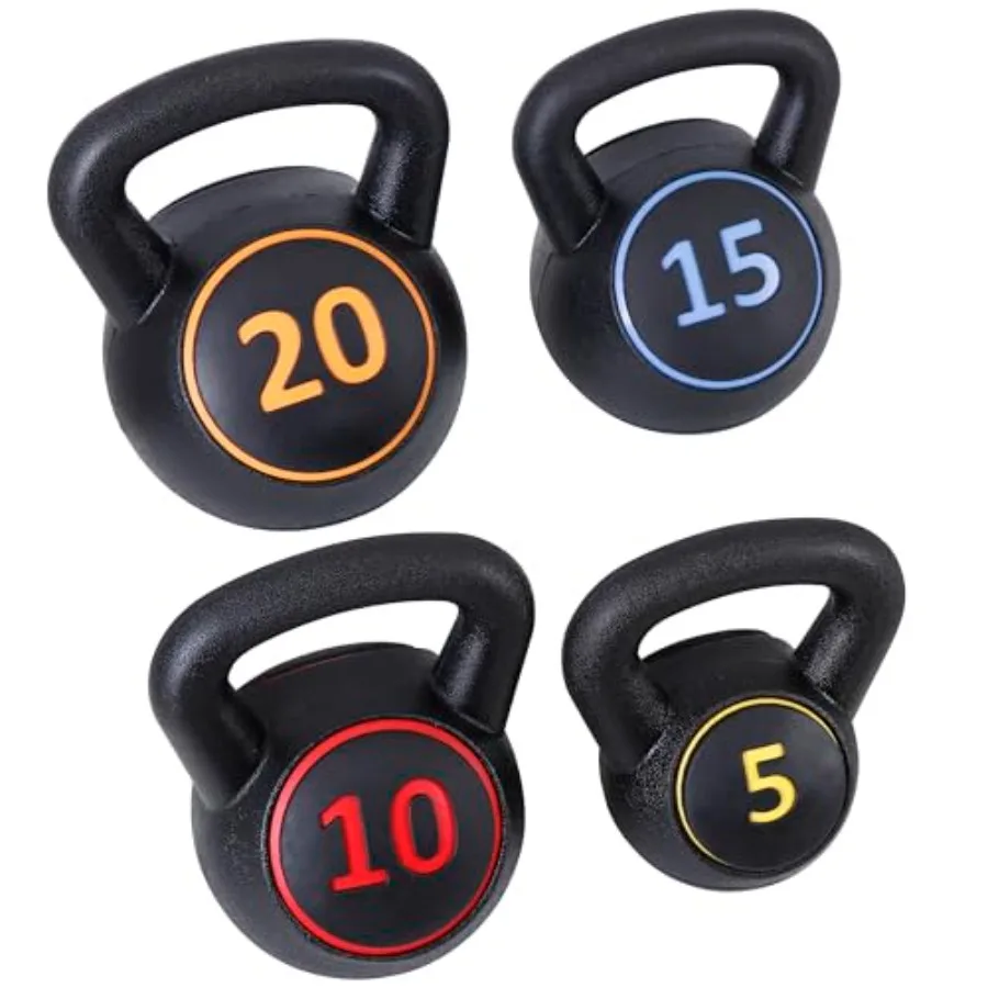 

Kettlebell Sets 3/4 Piece for Women Men Home Gym Exercise Kettlebell Fitness Strength Training Kettlebells 5/10/15/20 lbs Full