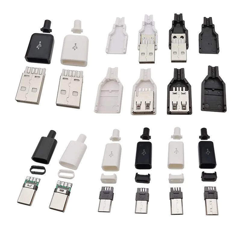 10szt Micro USB / Type C / USB 2.0 Type A Męski żeński adapter montażowy Lutowanie Naprawa danych Gniazdo ładowania Wtyczka Złącza USB