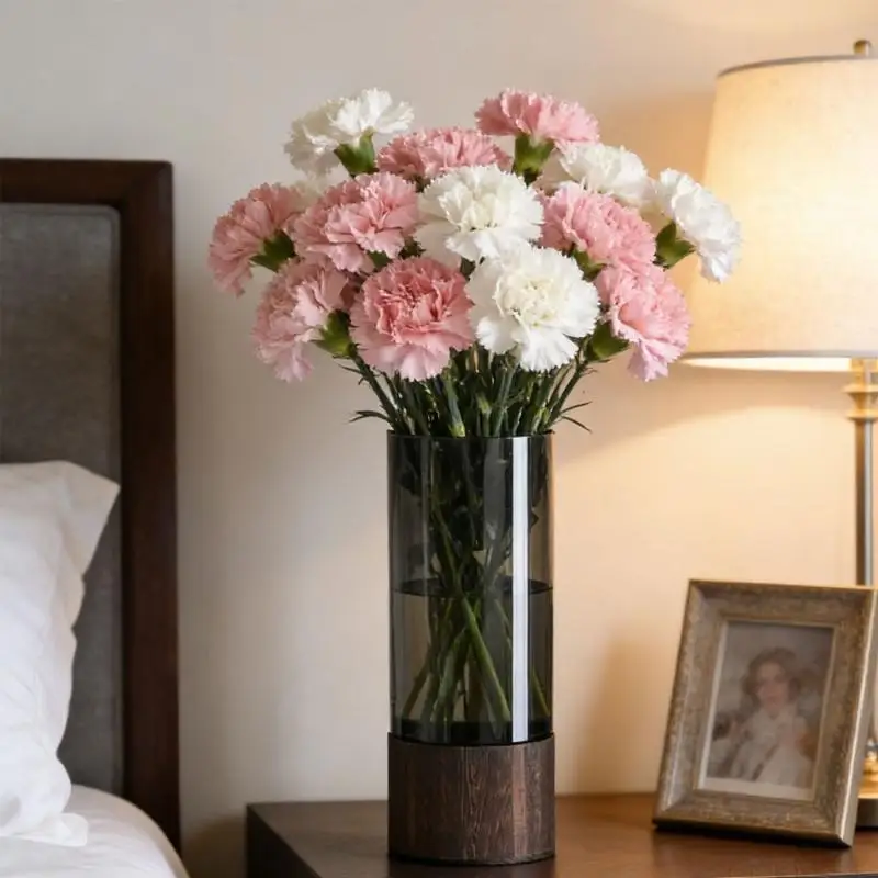 QX2E Shatterproof Acrylic Flower Vases with Base Centerpieces Decorative Flower Vases