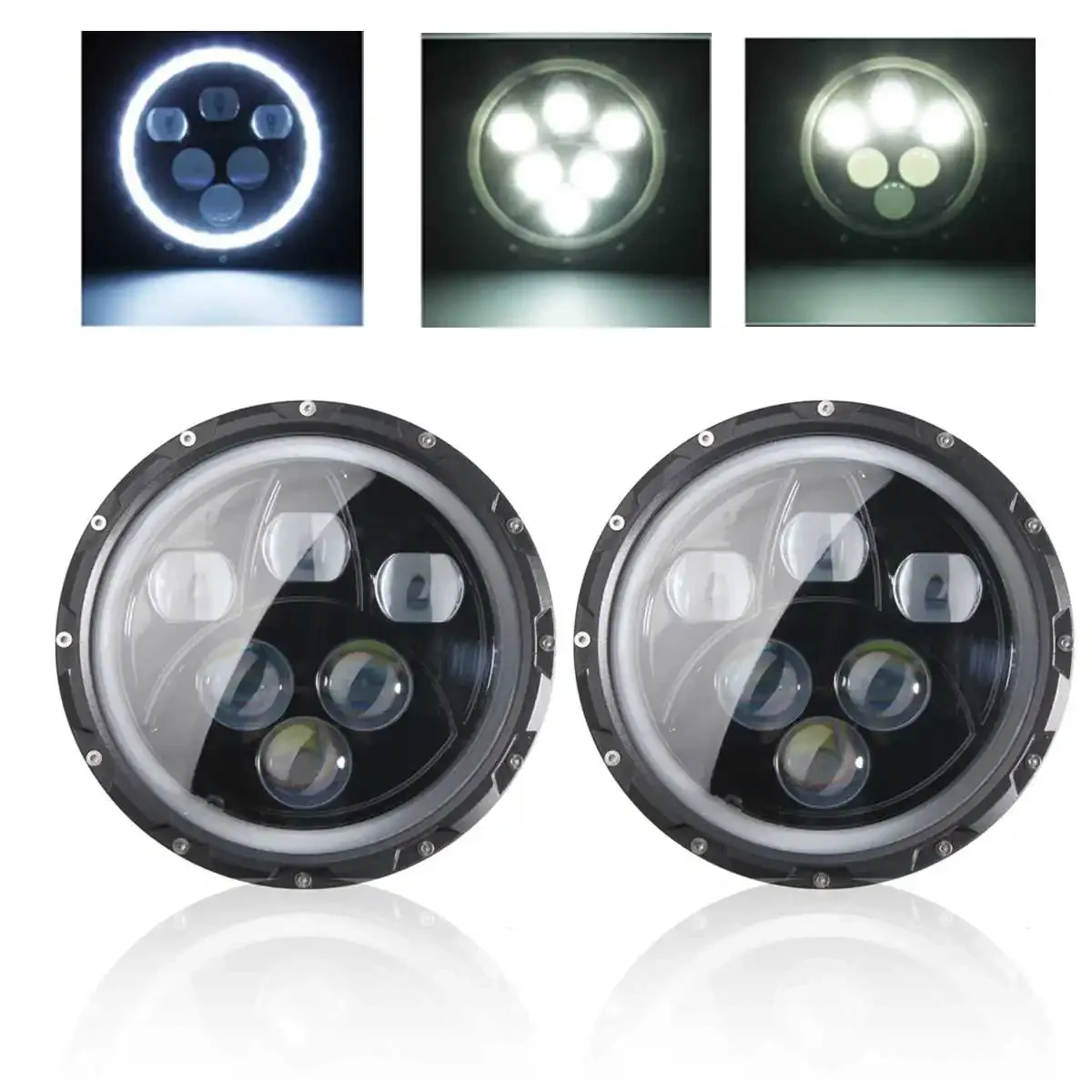 

2PCS 7 Inch Led Headlight DRL Round 7'' Headlights with Angel Eye for Jeep/Wrangler Lada Niva 4x4