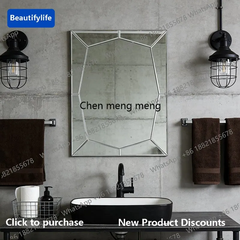 CC 45American square bathroom mirror light luxury wall hanging vanity mirror decoration glass fireplace mirror