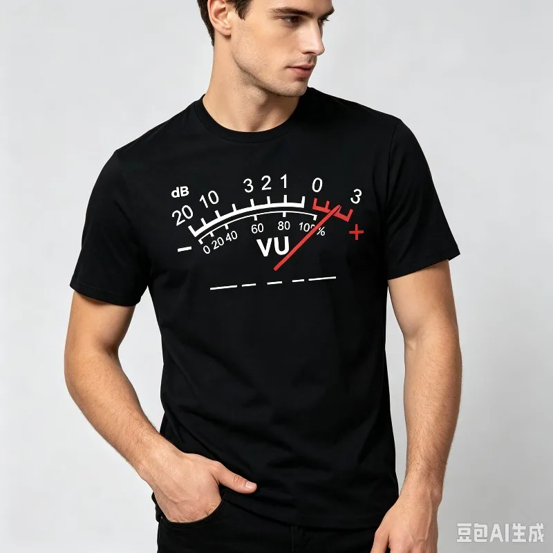 VU Meter dB Volume T-Shirt Men’s Audio Engineer Sound Graphic Tee Soft Modal Casual Top for Music Lover DJ Recording - view 3
