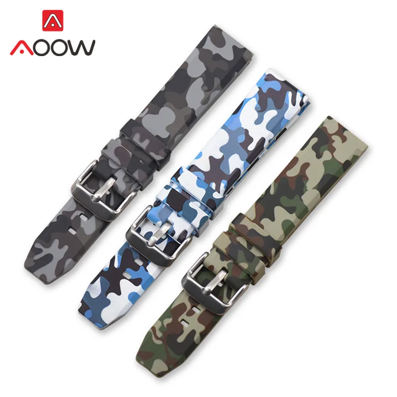 20Mm 22Mm 24Mm Camo Silicone Sport Band Waterdicht Vervanging Band Voor Samsung Galaxy Wtach 46Mm S3 huawei Gt Amazfit Gtr 47Mm