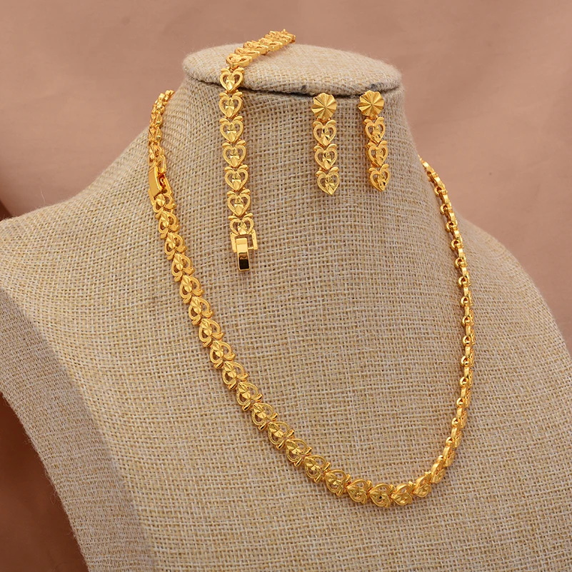 Ethiopian Gold Color Jewelry Set For Women Men African Hawaiian Luxury Jewelry Set Dubai Wedding Jewelry Set