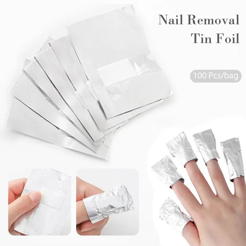 100pcs Bag Aluminum Foil Nail Polish Immersion Nail Polish Nail Removal Wrap Nail Towel Gel Nail Polish Remover Nail Polish Tool