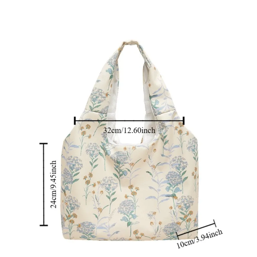 Flower Sweet Canvas Bag Temperament Retro Colorful Printing Handbag Large Capacity Women\'s Shoulder Bag Outdoor