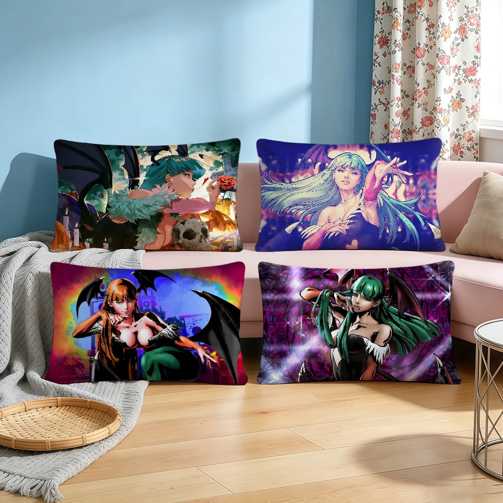 KPK D-DarkstalkersS Morrigan Aensland Cushion Cover Rectangle Decorative Long Pillow Cases Sofa Bench Bedroom Chair LivingRoom