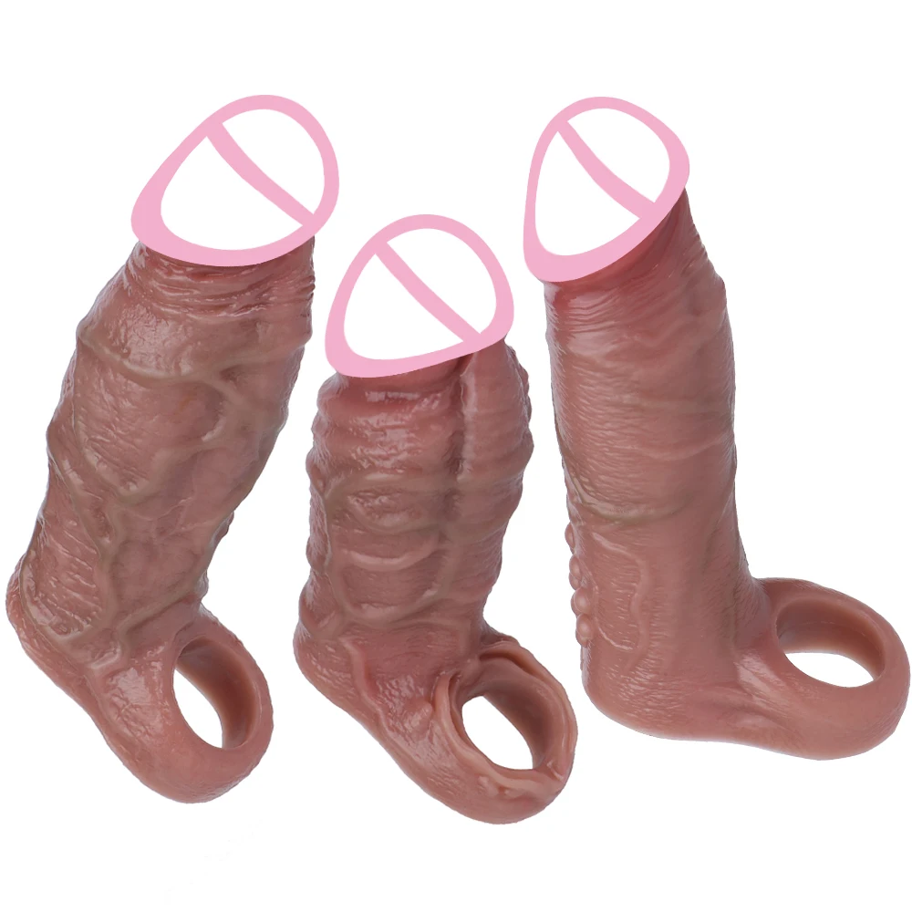 NNSX Super Realistic Penis Sleeve Soft Silicone Hollow Dildo For Men Girth-Boosting Male Penis Enlargement Sex Toys
