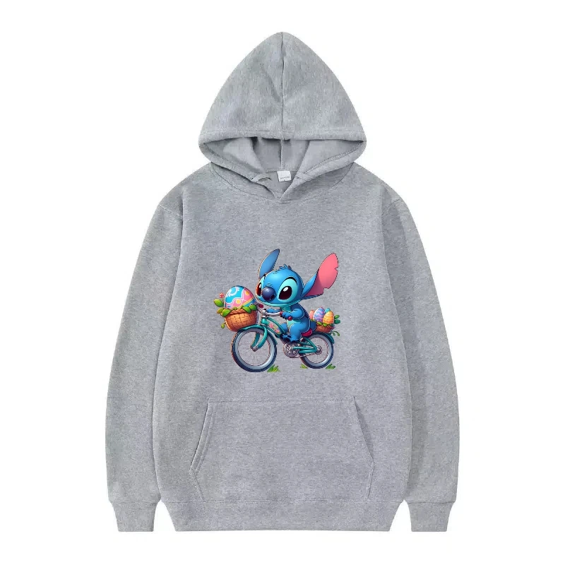 디즈니 스티치 패턴 여성용 플리스 만화 캐릭터 루즈핏 화이트 봄 프린트 탑 의류 풀오버 여성용 저렴한 후드티 남성용 스웨트셔츠