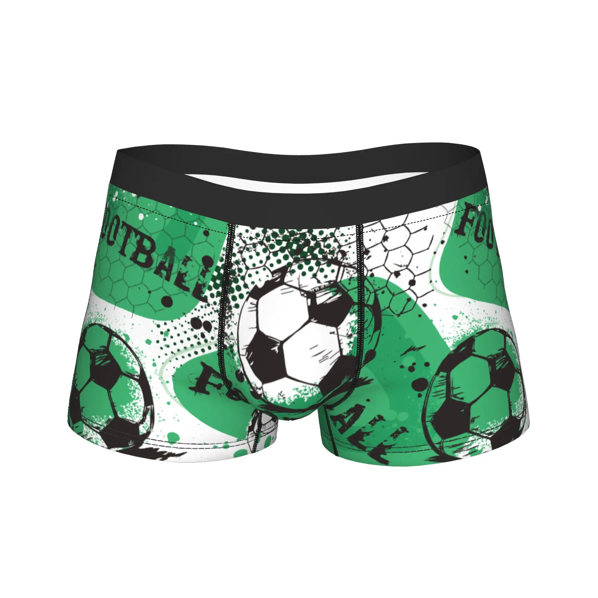 Men Cartoon Soccer Ball Football Long Underwear  Funny Boxer Briefs Shorts Panties Male Breathable Underpants Plus Size