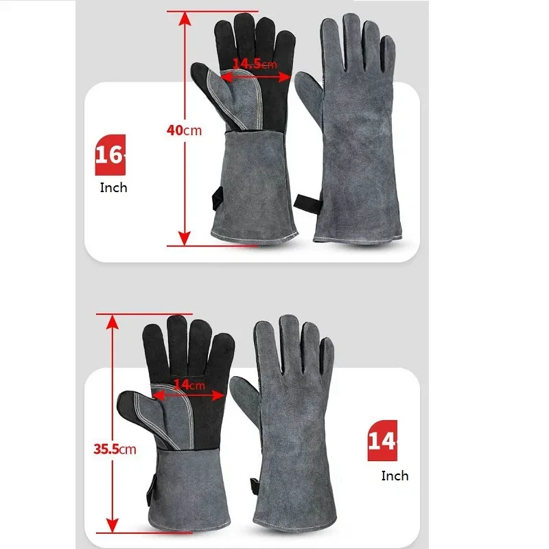 932 Leather Welding Gloves Grill BBQ Glove for Tig Welder/Grilling/Barbecue/Oven/Fireplace/Wood Stove Long Sleeve Insulated