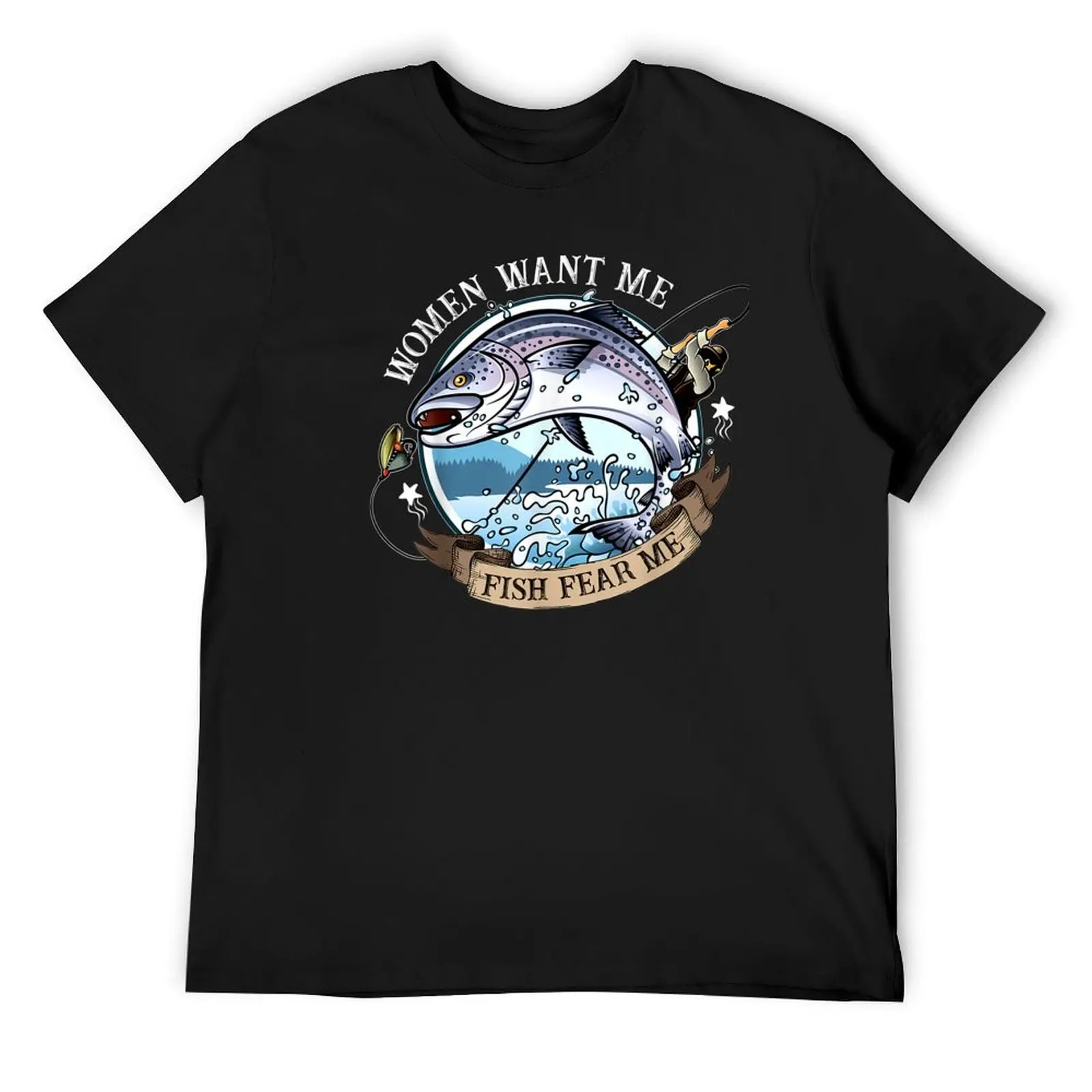 

Fish Want Me Women Fear Me,fish fear gifts T-Shirt anime Short sleeve tee summer clothes Luxury man clothing for men