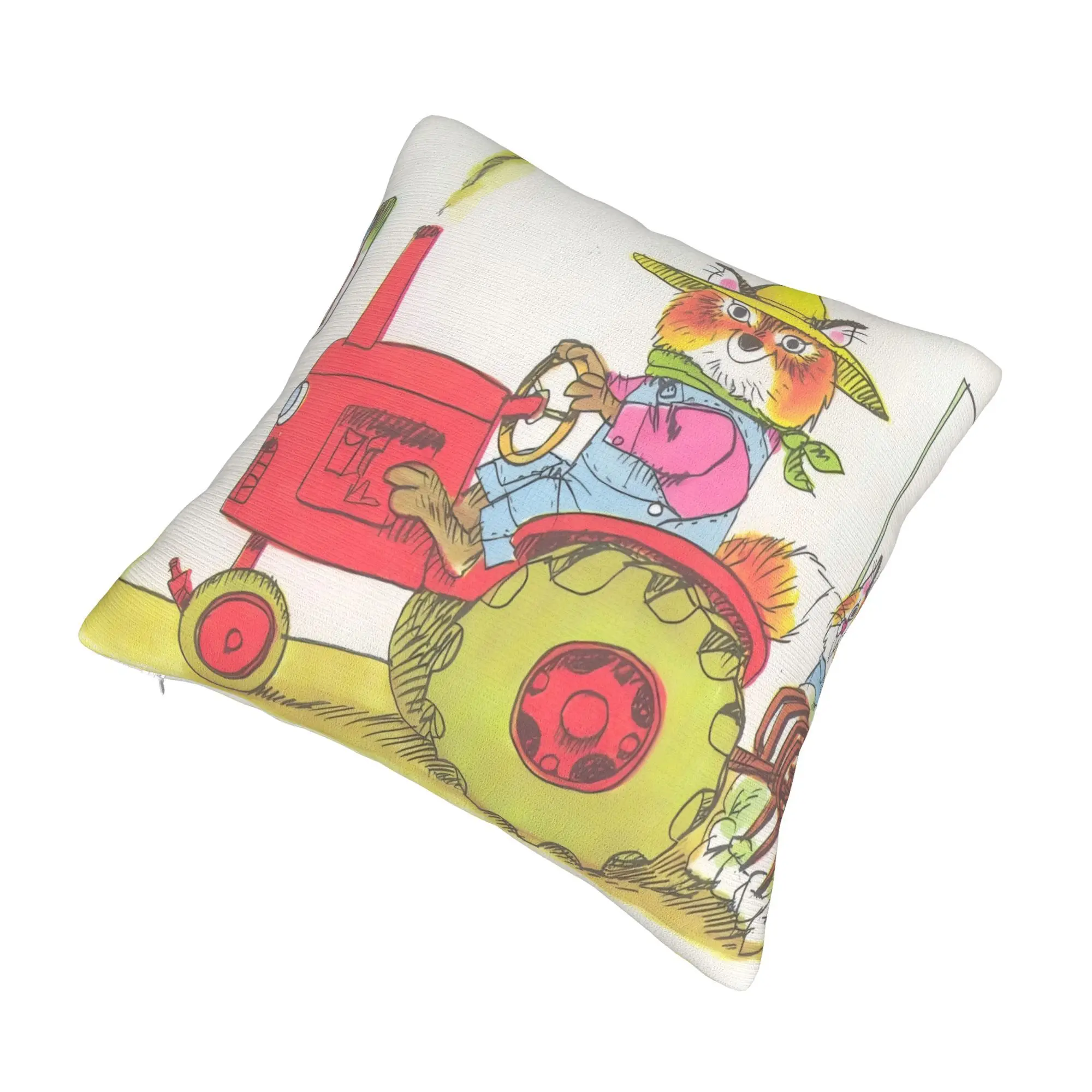 Richard Scarry Soft Decorative Pillowcase, Suitable for Sofa, Living Room, Bedroom, Office, Bedroom Decor, Romantic Design, with Zipper, High-Quality Fabric