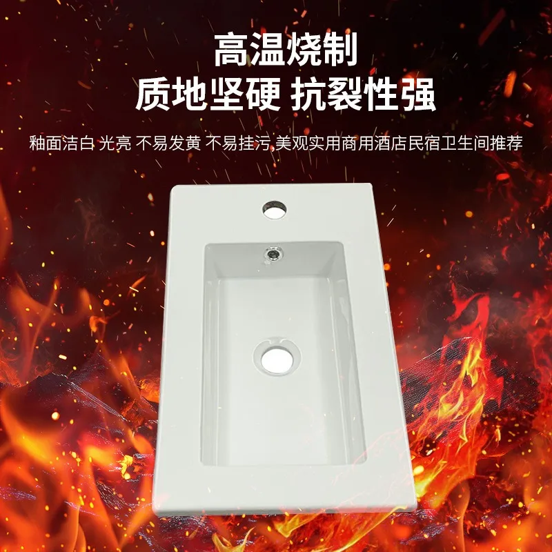 Ceramic basin, bathroom integrated ceramic countertop basin, washbasin semi-embedded hotel homestay washbasin