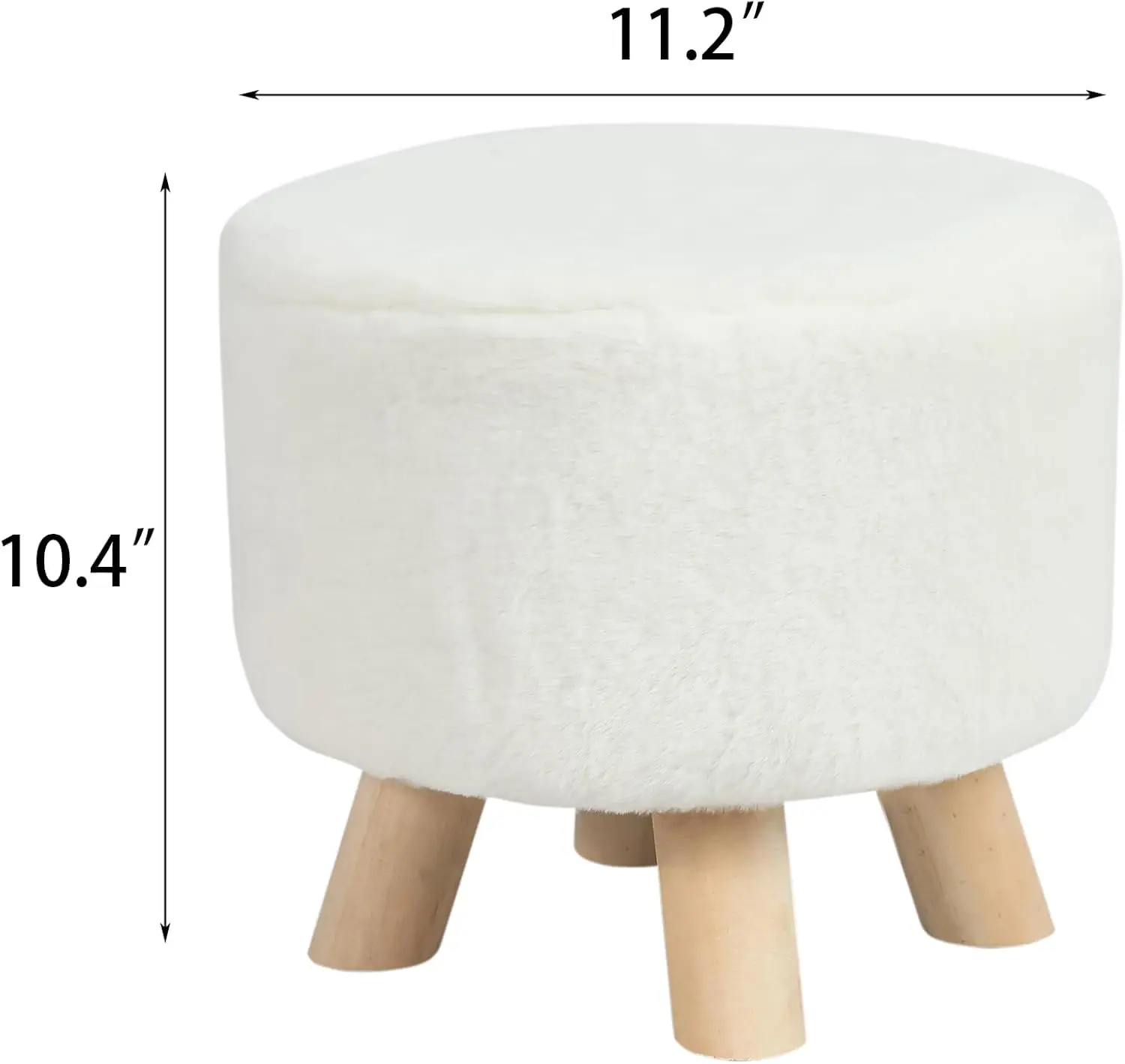 

Small Round Ottoman Foot Rest Stool Faux Fur Padded Seat Footstool Ottoman With Anti-Slip Wooden Legs (White,Faux Fur)
