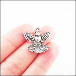 New Charms Antiqued Silver Color Heart Angel Wings Chinese Knot Charms Pendants DIY J034