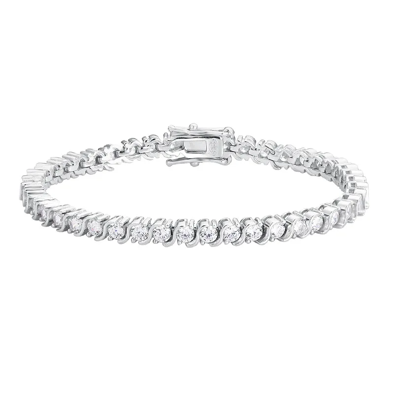 

EUREKA 100% 925 Sterling Silver Round Cut 3MM Lab Gemstone Tennis Chain Bracelets for Women Fine Jewelry Wholesale