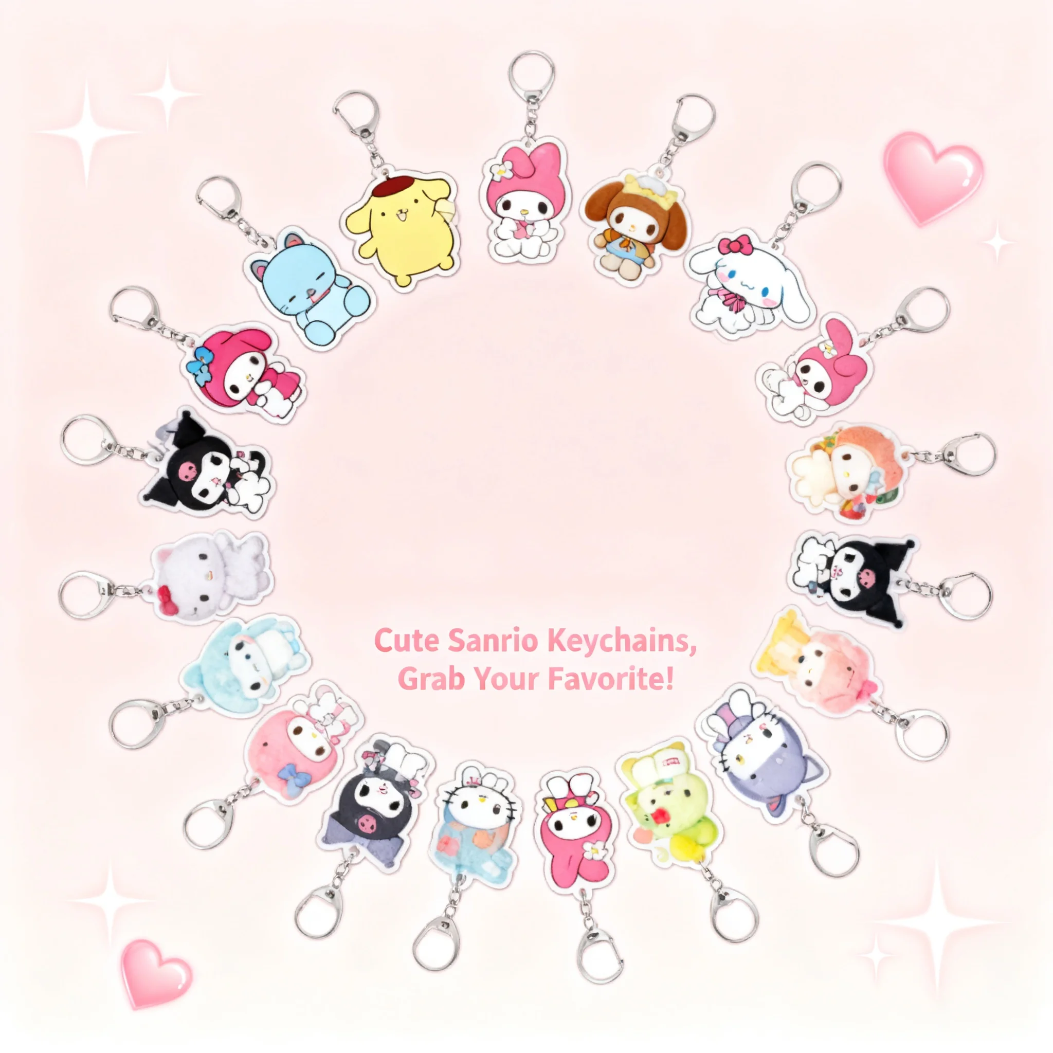 

Pink Cat Sanrio Hello Kitty Acrylic Keychain Cute Pendant Charm for Bag Purse Phone Laptop Decoration Gift