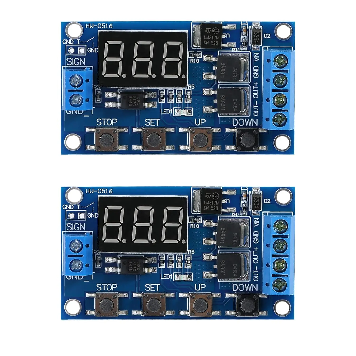 2pcs DC 5V-36V Timer Module with LED Display Cycle Delay Trigger Switch for Turn On/Off Relay - Electronic Components