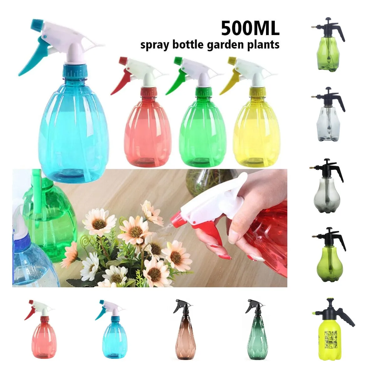 Botella pulverizadora para plantas, flores, hierbas, regadera de riego, regadera de jardín para jardín, suministros de limpieza interior y exterior