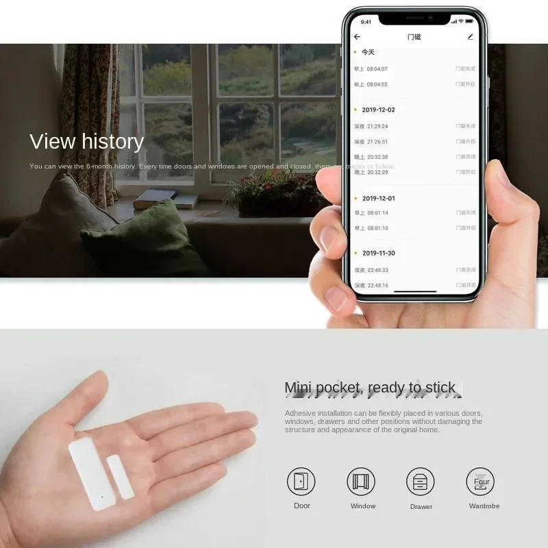 Smart Door and Window Sensor Zigbee Smart Door Magnetic Graffiti Smart Door and Window Sensor
