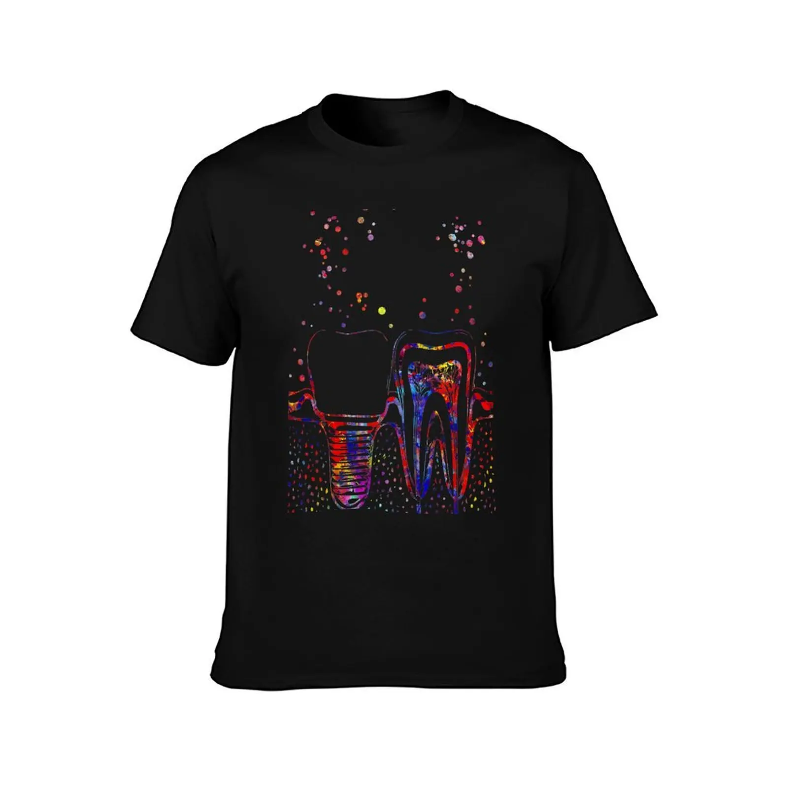 Human teeth and dental implant T-Shirt, Summer Casual Cotton Tee, Oversized Streetwear Tops, Vintage Graphic Print, 100% Cotton