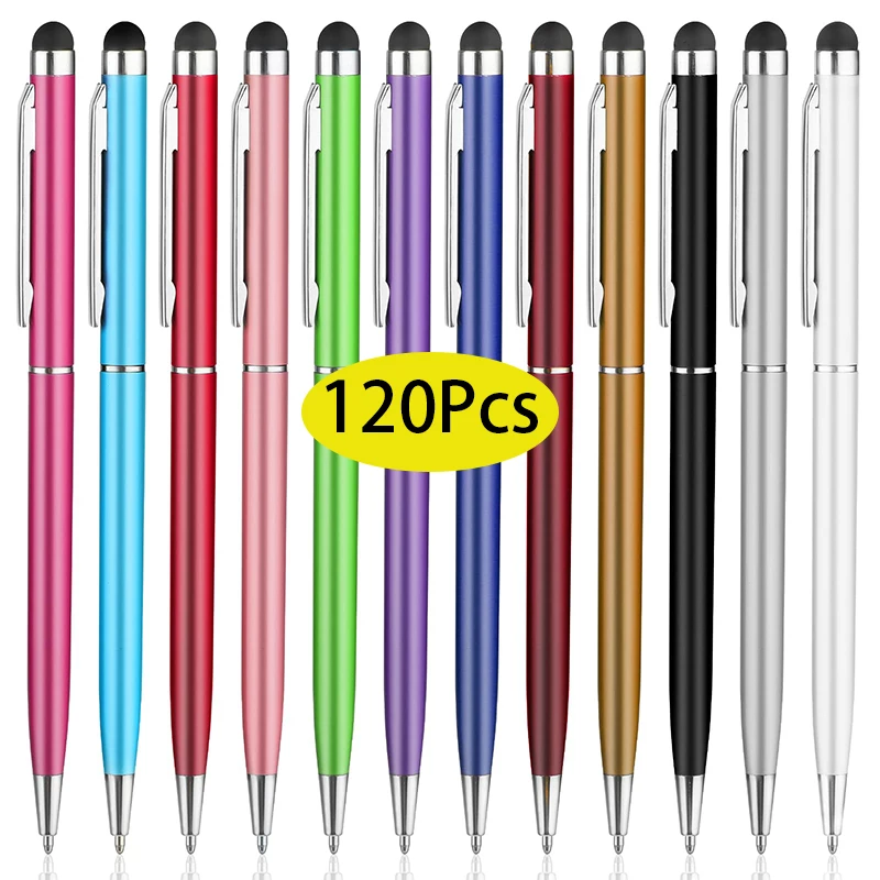 120Pcs Stylus Ball Pens Promotional Ballpoint Pens Multicolor 2 In1 Touch Screen Gift Pen