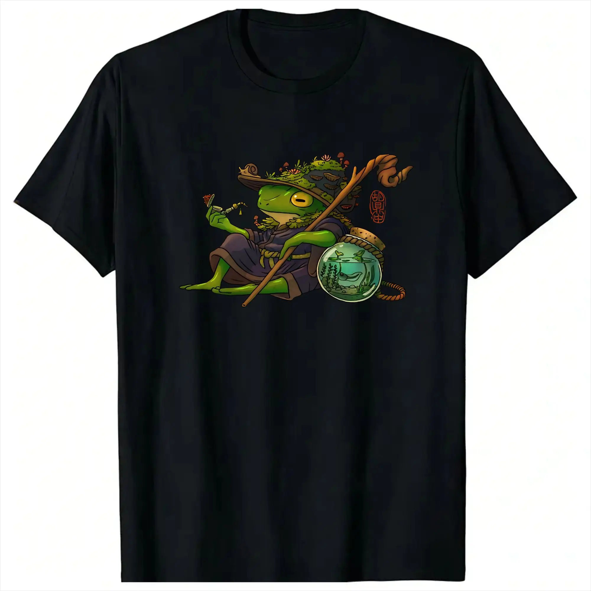 wise wizard frog and his son T Shirt Summer  Cotton T-Shirts For Male Hip Hop Pattern Tee Shirt Short-Sleeved Y2K Fun Tees
