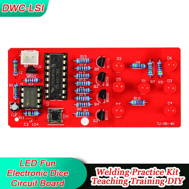 LED Fun Electronic Dice Circuit Board Soldering Practice Kit DIY Assembly Tutorial Training