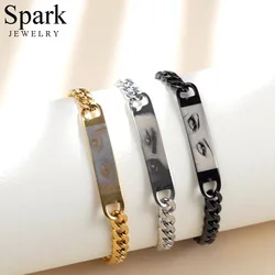 Spark Personalized Engrave Eye Picture Bracelet Stainless Steel Gold Color For Women Men Custom Jewelry Gift