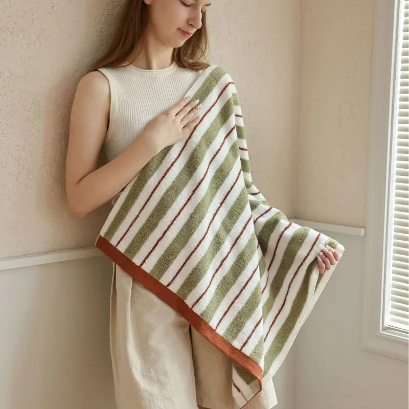 Striped Series Combed Cotton Towel High Density Skin Friendly Water Absorbent Facial Hand Towel For Household Bathroom