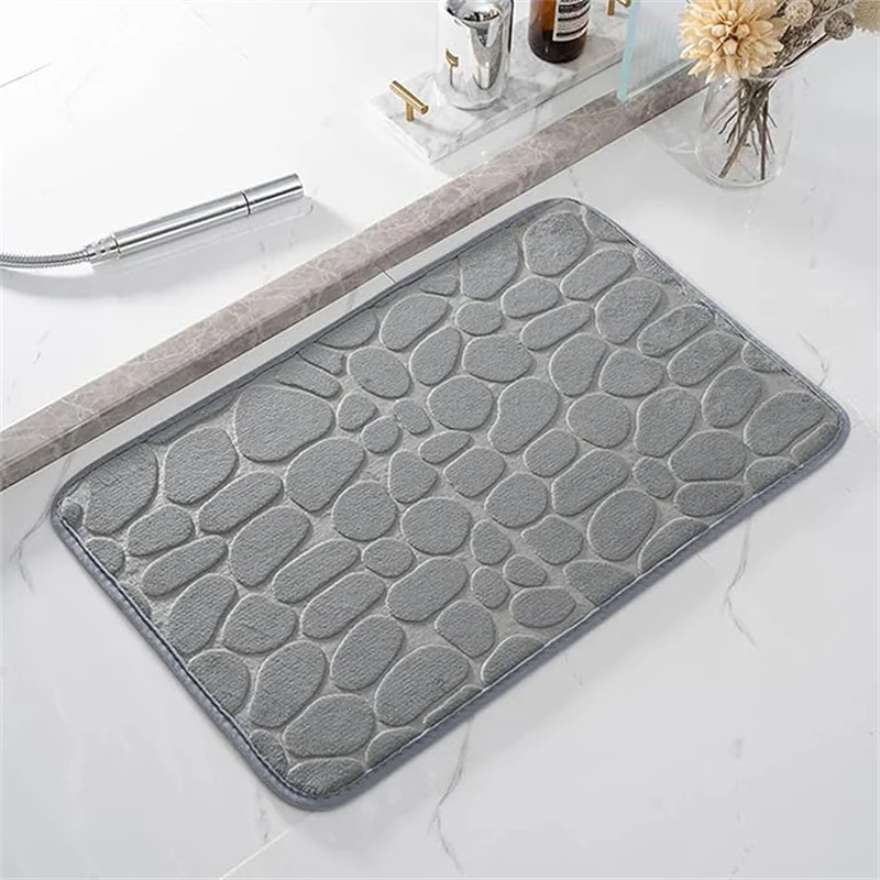 Cobblestone Embossed Bathroom Bath Mat Non-slip Carpets In Wash Basin Bathtub Side Floor Rug Shower Room Doormat Memory Foam Pad