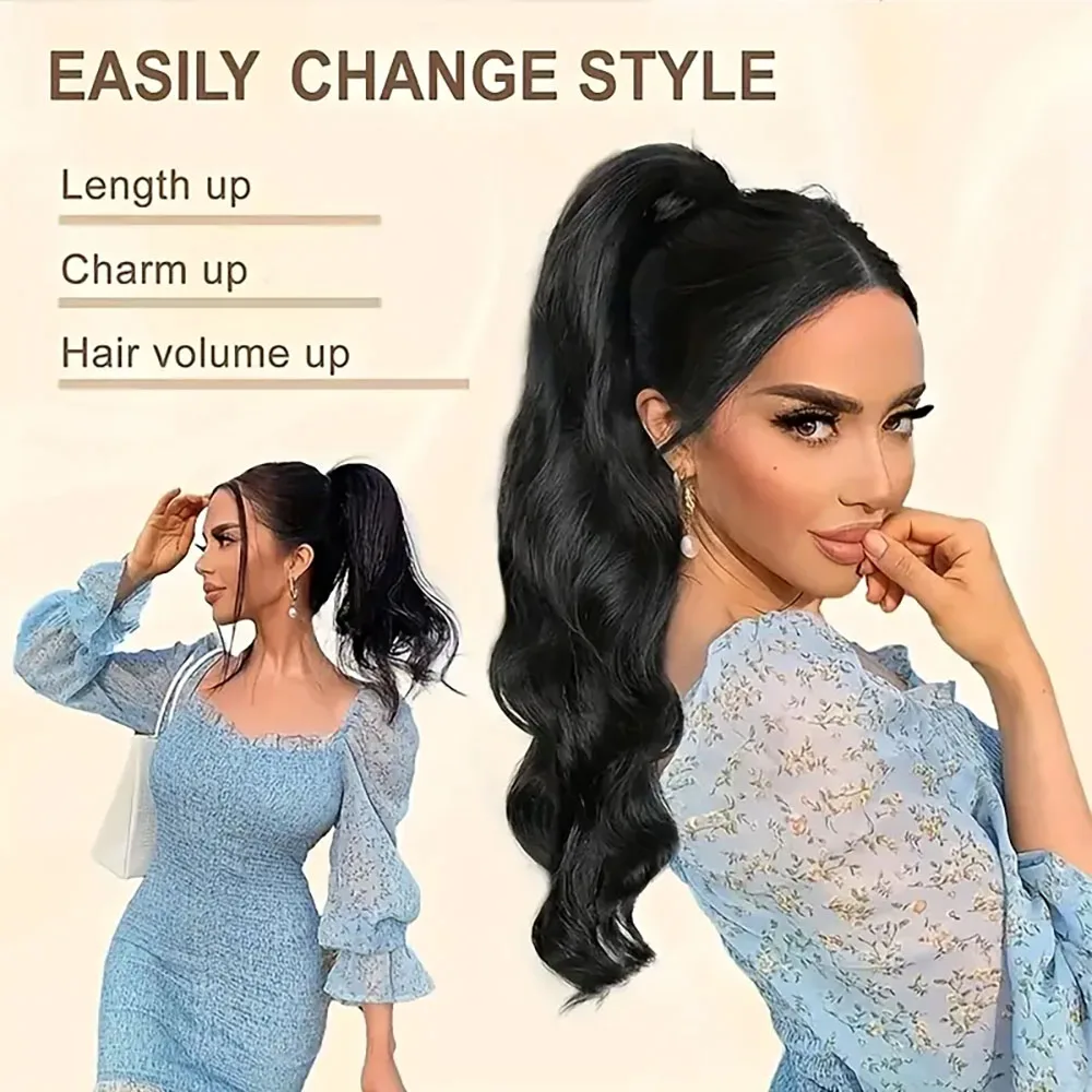 Body Wave Hair Pony Ponytail With Magic Paste 100% Brazilian Human Hair Ponytail Extensions Natural Hair For Daily Cosplay