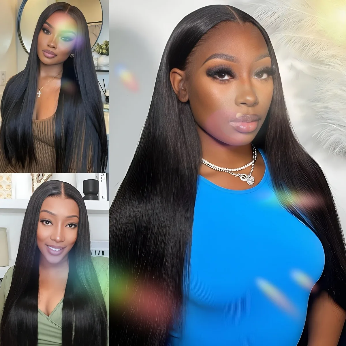 شعر مستعار بوت آند جو بكثافة 200 13*4 قبل كل شيء شعر مستعار مستقيم بدون صمغ تم قطعه مسبقًا مع شعر أطفال للنساء مظهر طبيعي ورسوم