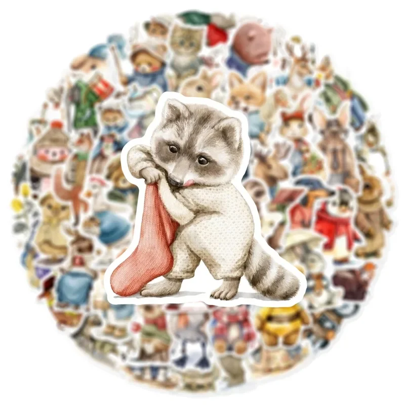 

50PCS Retro Style Cartoon Animals Motorbike Helmet Stickers Waterproof Rear Trunk Sticker Motorcycle Body Scratch Cover Decals