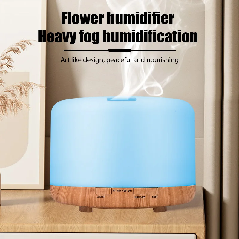 500ML Aroma Diffuser Wood Grain Humidifier Essential Oil Fragrance difusor Air humidificador with Remote Control for Home Office