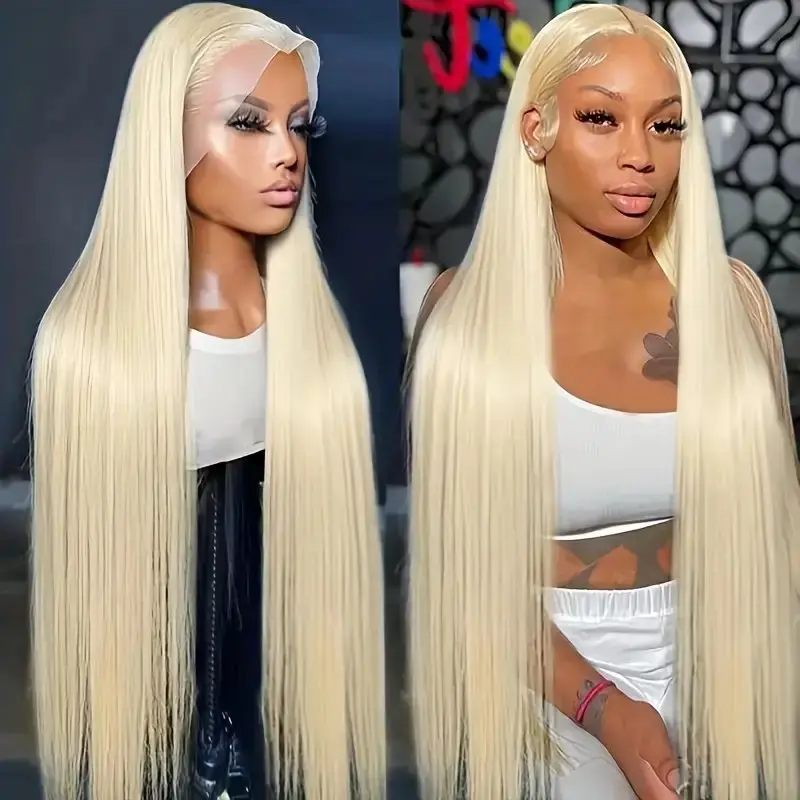 150 Density 13x4 HD Lace Forehead Wig 18 36 Inch 13x6 Blonde 613 Glueless Straight Pre-Bleached Brazilian Human Hair Wig