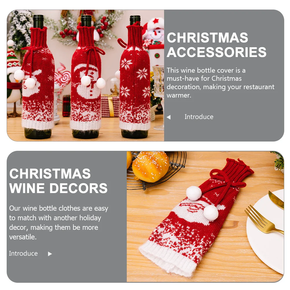 

3Pcs Christmas Wine Bottle Clothes Decorative Elderly Snowman Polyester Material Festive Holiday