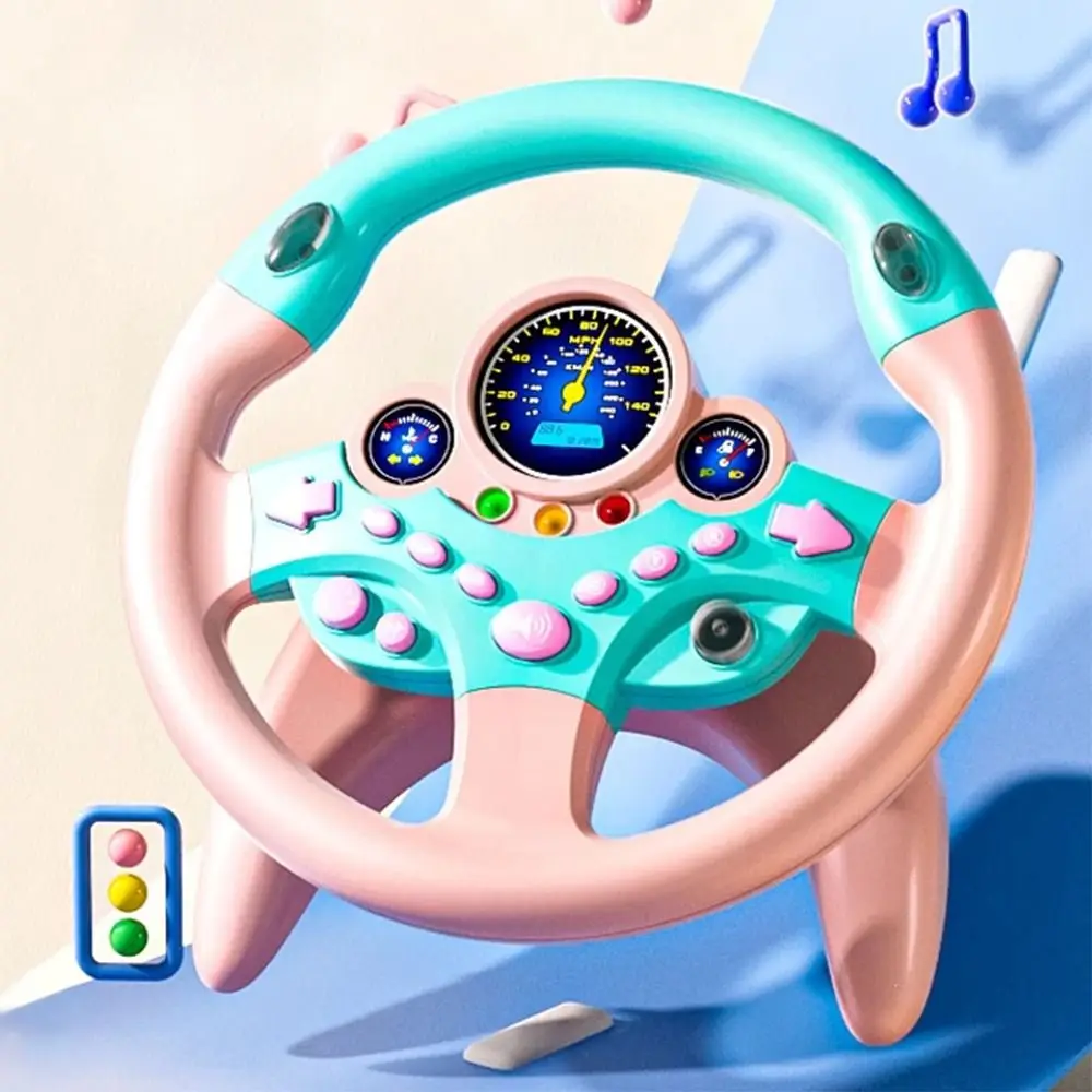 

Creative Kids Steering Wheel 360° Rotation Sound & Light Simulation Steering Wheel Toys Funny Traceless Sticker
