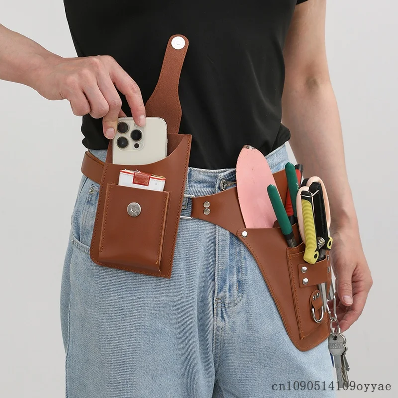 

Motorcycle Style Waist Bag Gardening Tool Belt Multi-Pocket Garden Waist Pouch Florist Tool Belt Bag Outdoor phone waist bag