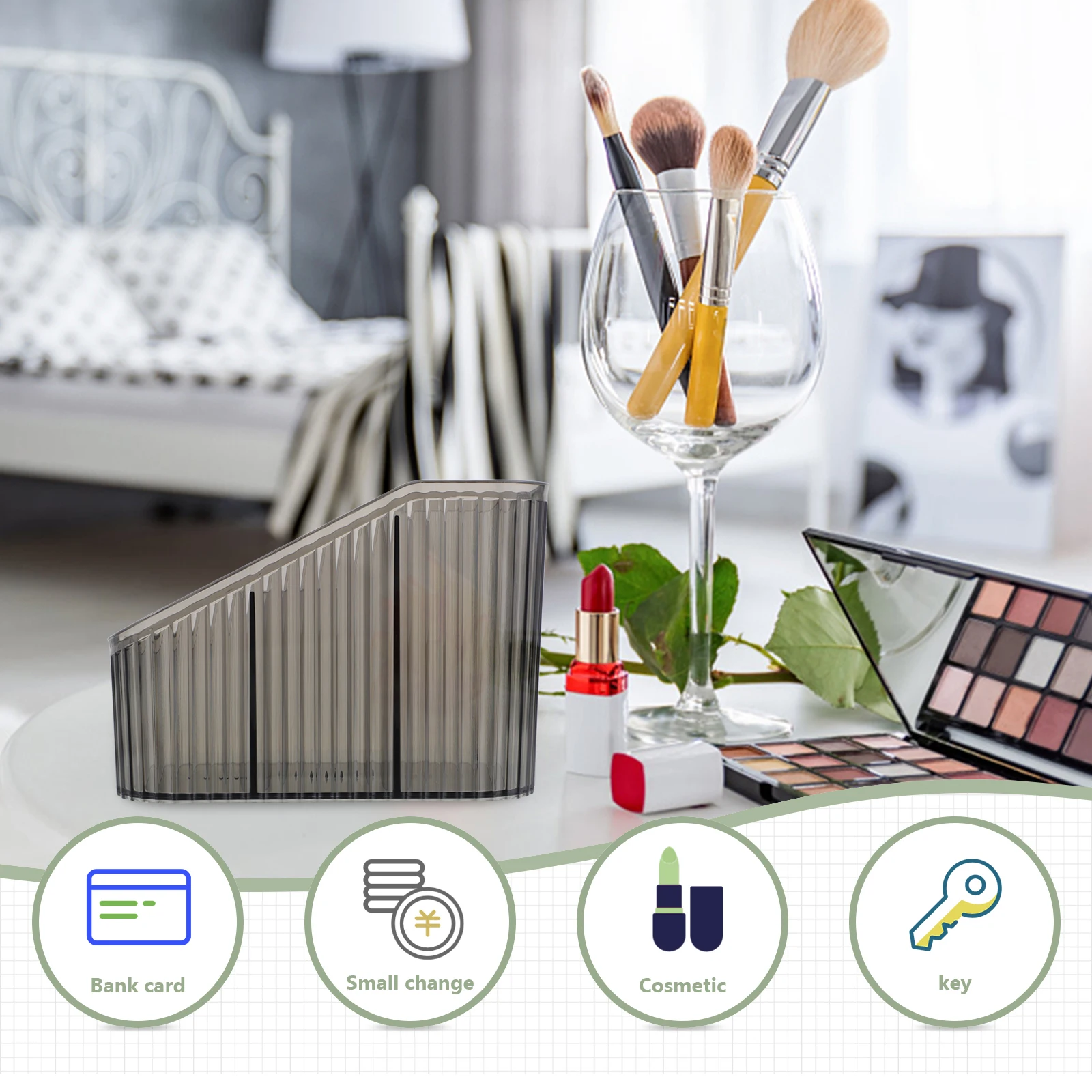 

Makeup Brush Organizer Clear Storage Box for Cosmetics Tool Holder Eyeliner Pencil Eyebrow Vanity Countertop Pen Container