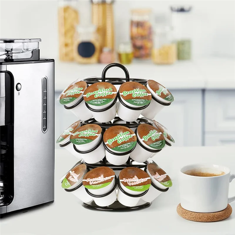 

Coffee Pod Holder Spins 360-Degrees Coffee Pod Holder Compatible For K Cups (27 Pods), Black