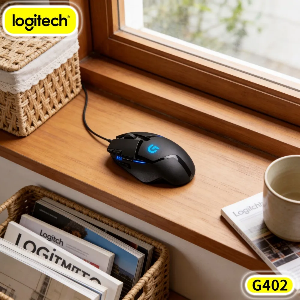 Logitech G402 Wired Gaming Mouse 500 IPS Tracking 32-Bit ARM Processor 8 Buttons 20M Clicks Ergonomic For Gamers
