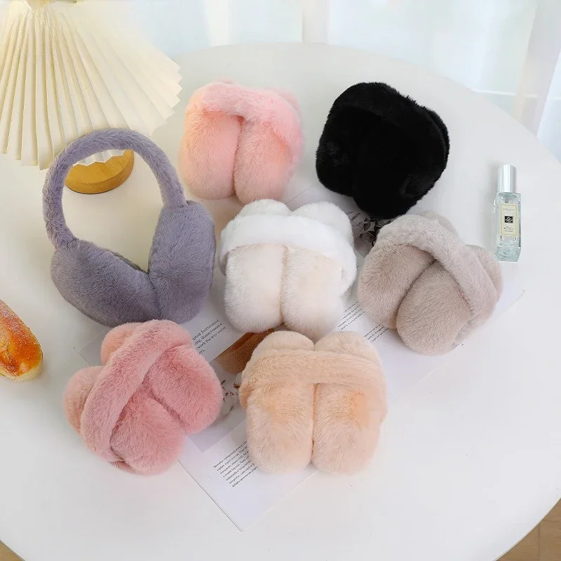 Coppe per le orecchie da donna in inverno simpatico peluche invernale caldo sacchetto per le orecchie antigelo cappello per l'orecchio protezione per le orecchie artefatto pieghevole